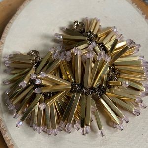 🔥EUC JCrew Gold Matchstick LightPinkBead Bracelet